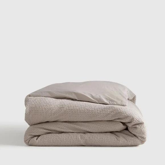 Quince 100% Organic Cotton Waffle Sand Duvet Cover! King/ Cal King(127)